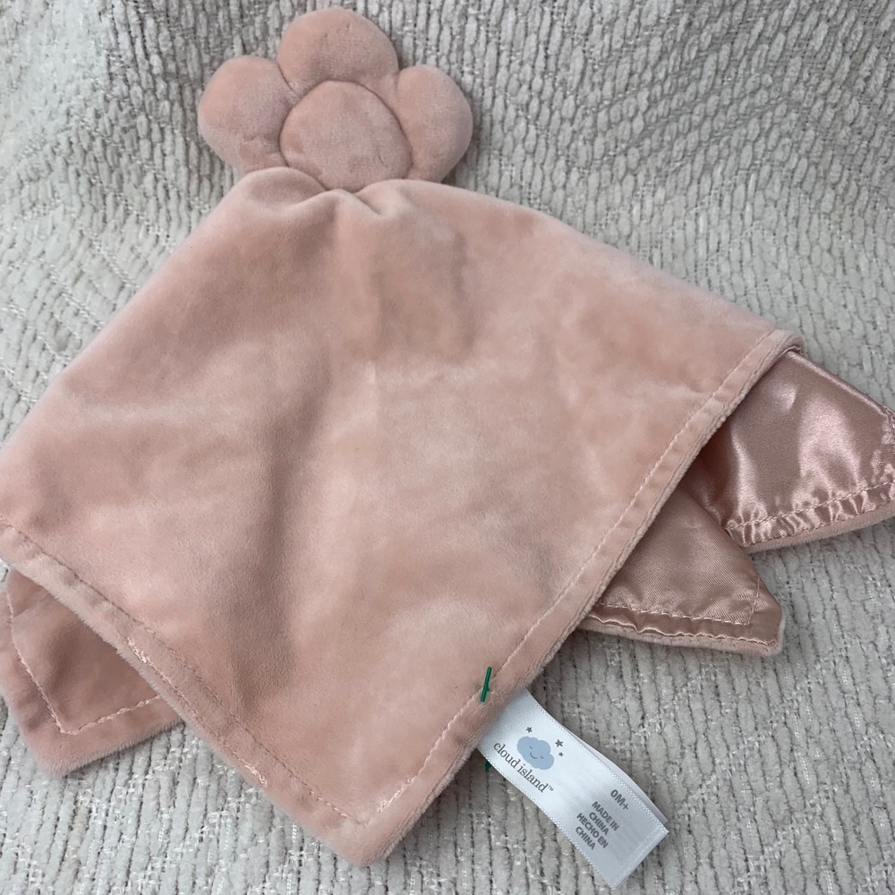 Cloud Island Security Blanket Pink Flower Velvet Satin Lovey Baby Soother Target